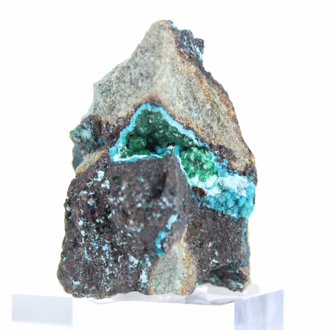 Brochantite Naturelle du Chili montée sur Socle Présentoir