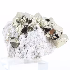 Spécimen de pyrite du Pérou à cristaux octaédriques dorés